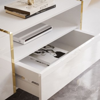 Szafka RTV ONYX na złotych nóżkach wysoki połysk 158 cm