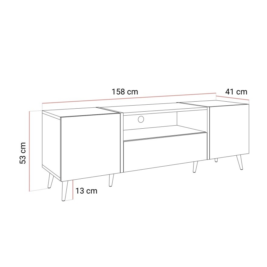 Szafka RTV ONYX na złotych nóżkach wysoki połysk 158 cm