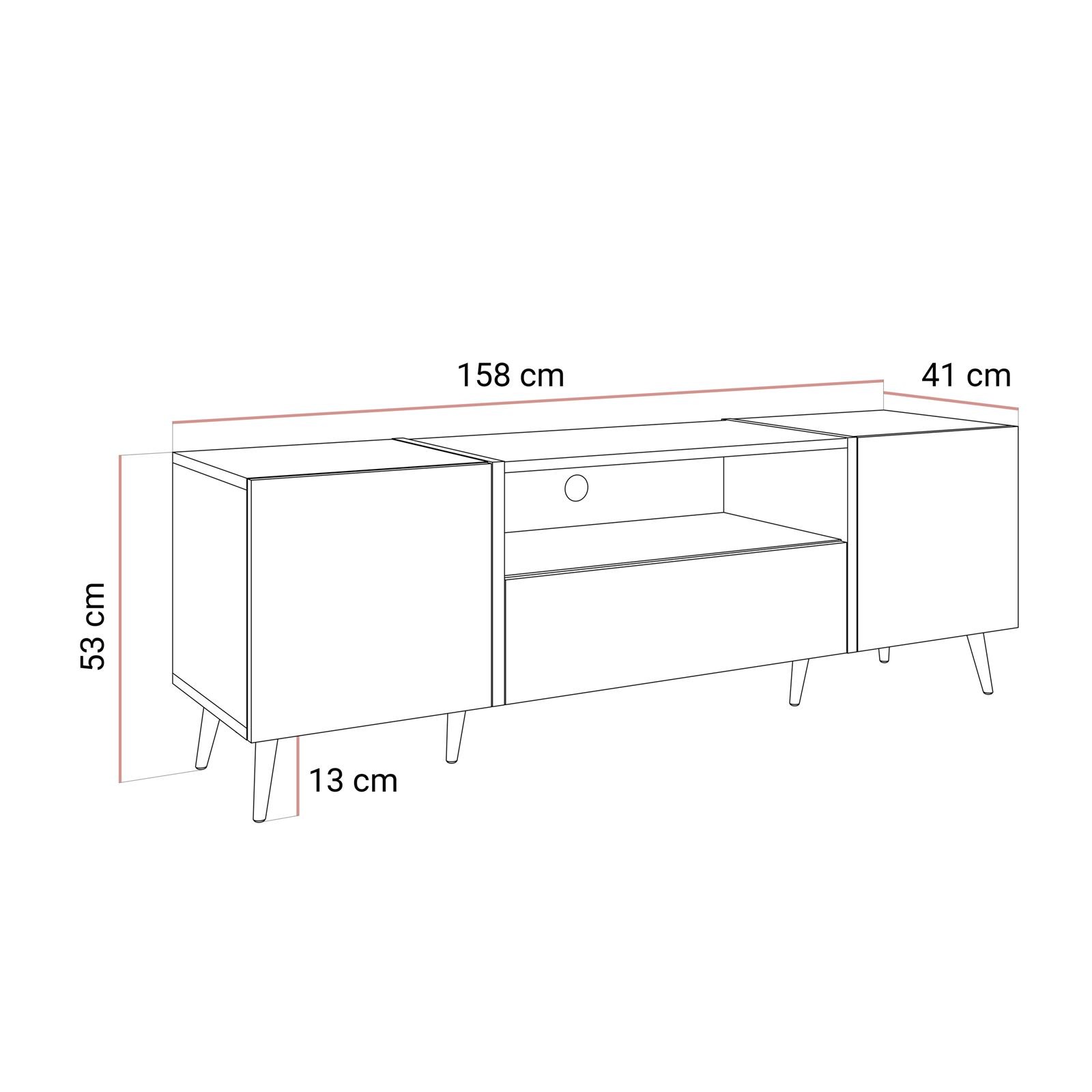 Szafka RTV ONYX na złotych nóżkach wysoki połysk 158 cm