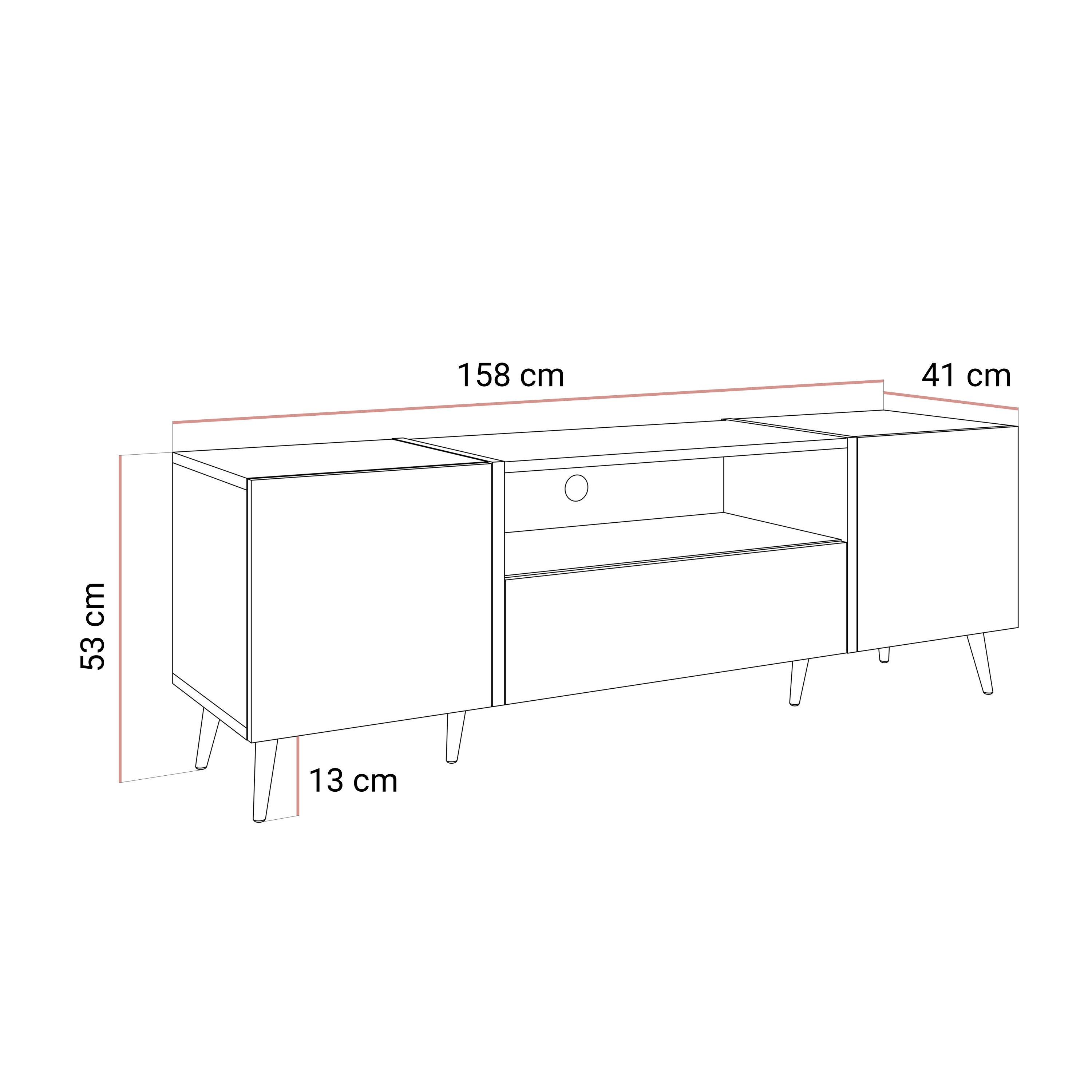 Szafka RTV ONYX LOFT na nóżkach 158 cm