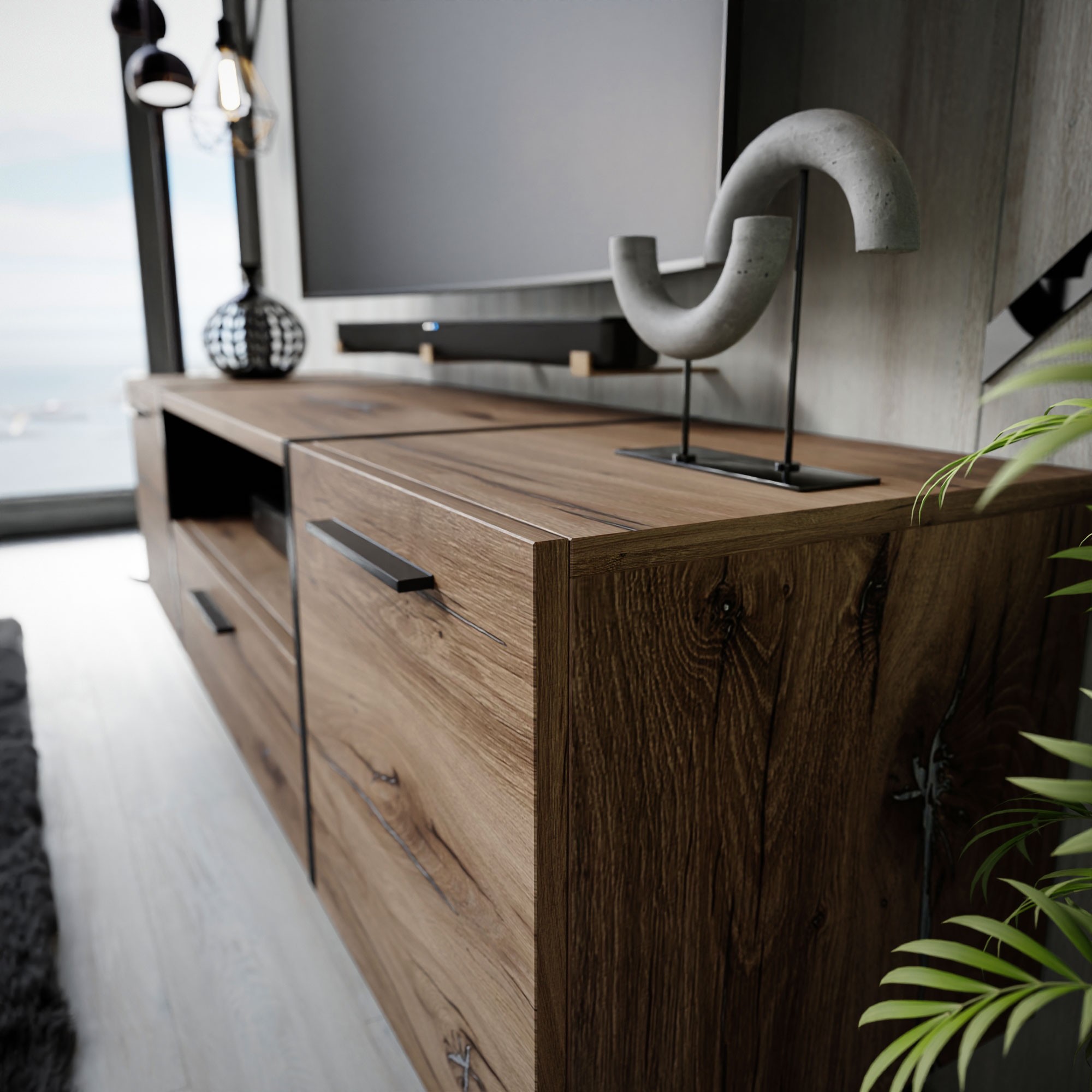 Szafka RTV ONYX LOFT na nóżkach 158 cm