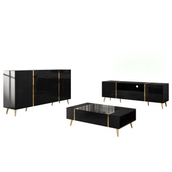 Zestaw do salonu ONYX na złotych nóżkach