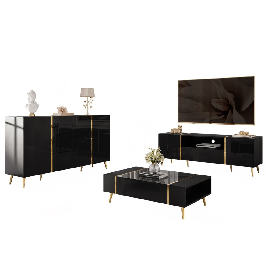 Zestaw do salonu ONYX na złotych nóżkach