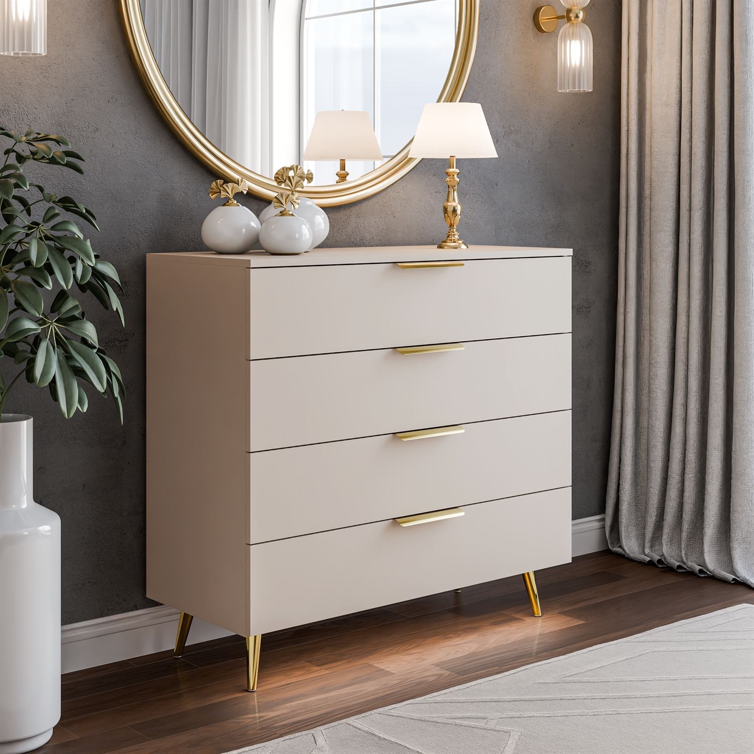 Komoda LINA KASZMIR 95 LED na wysokich nóżkach