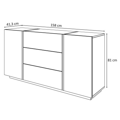 Komoda z szufladami ONYX wysoki połysk 158 cm