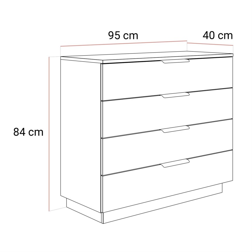 Komoda LINA KASZMIR 95 z oświetleniem LED na cokole