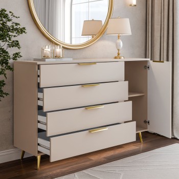 Komoda LINA KASZMIR 1D4S na wysokich nóżkach