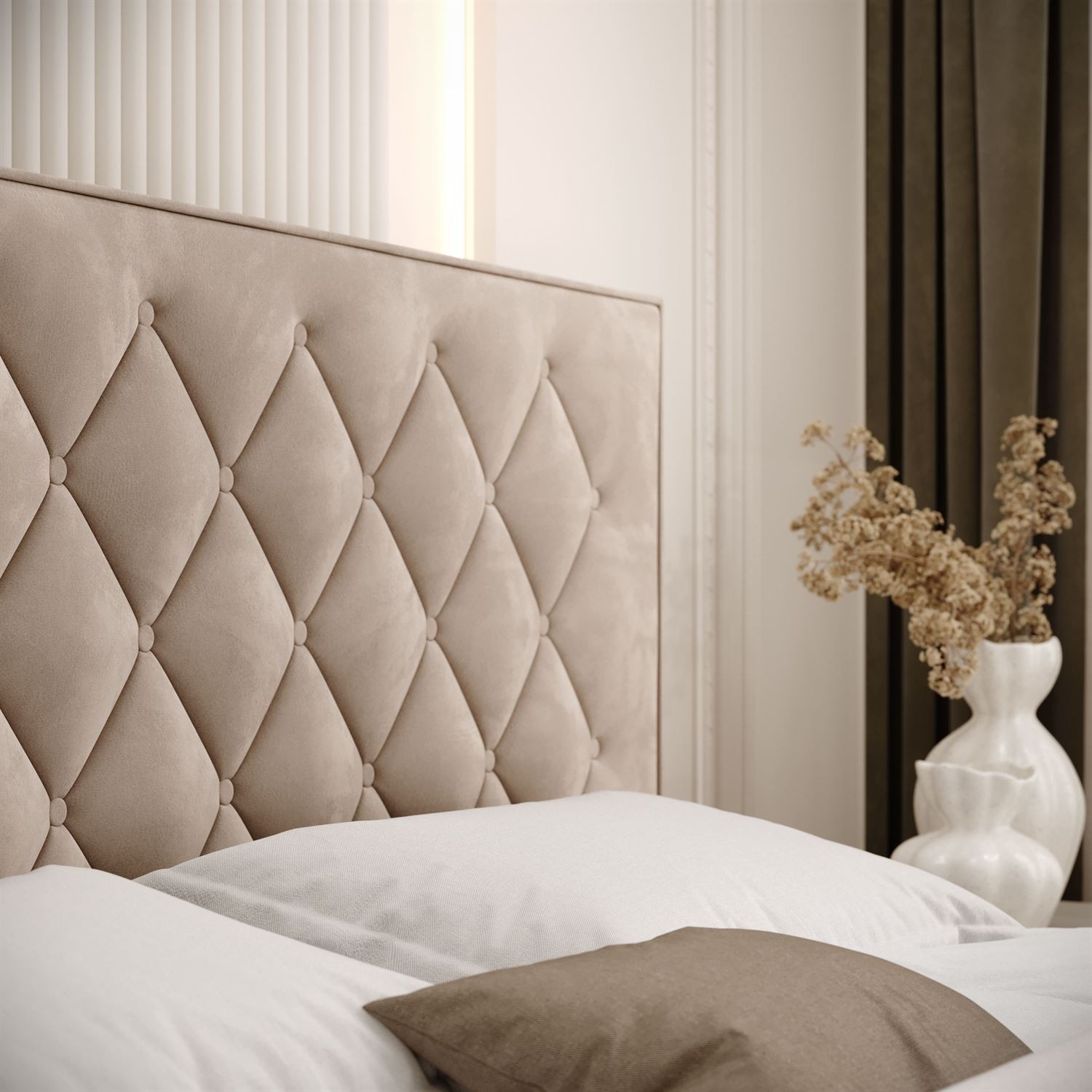 Łóżko tapicerowane INEZ z pojemnikiem na pościel