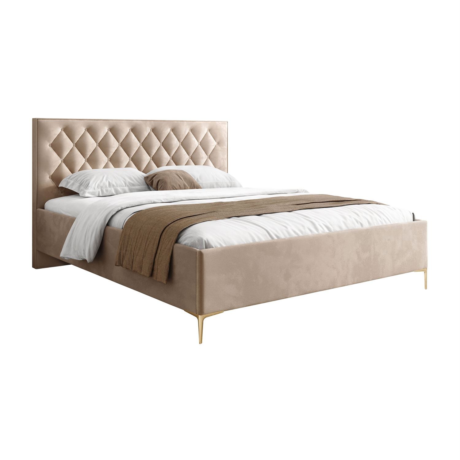 Łóżko tapicerowane INEZ z pojemnikiem na pościel