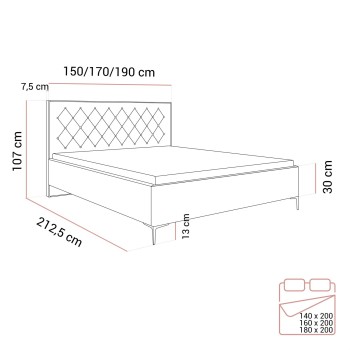 Łóżko tapicerowane INEZ z pojemnikiem na pościel