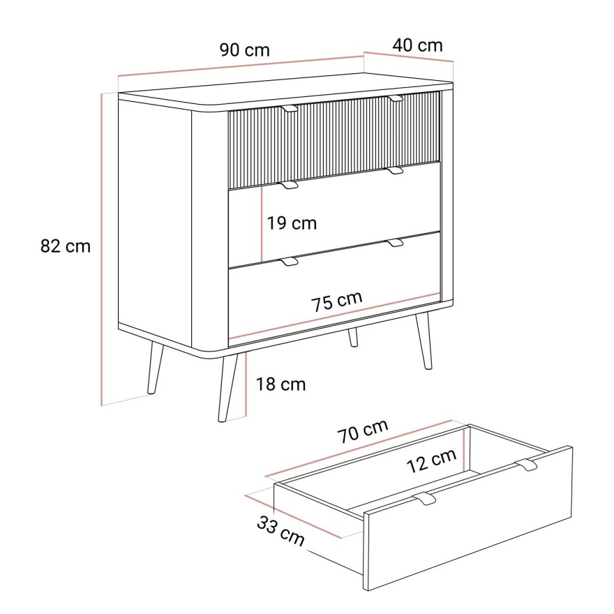 Komoda do salonu AUTUMN 3S na wysokich nóżkach
