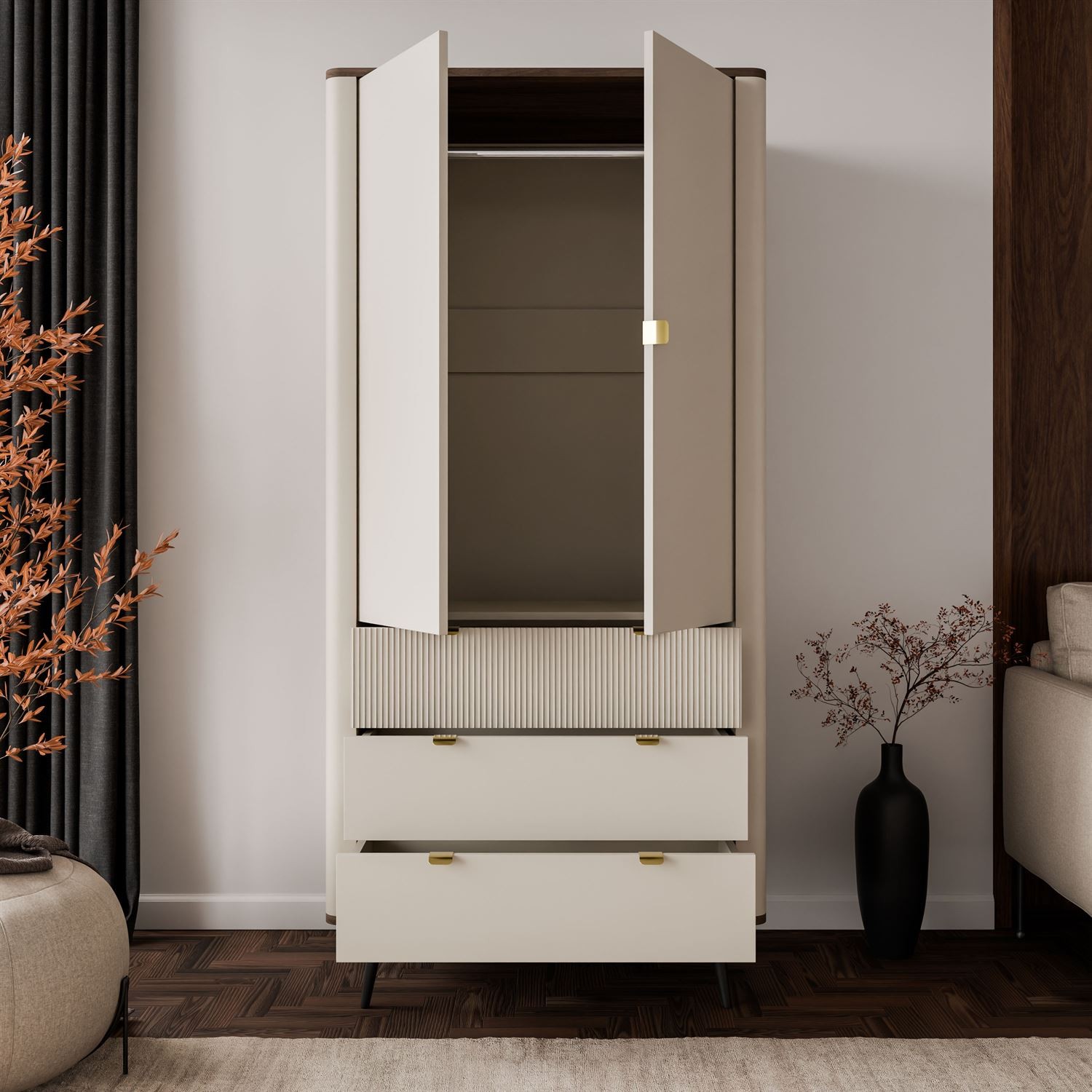 Dwudrzwiowa szafa AUTUMN 2D3S z szufladami