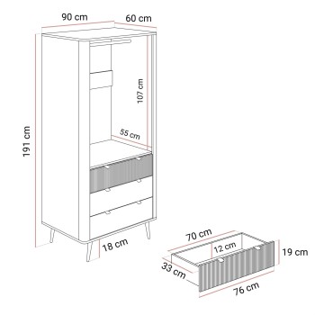 Dwudrzwiowa szafa AUTUMN 2D3S z szufladami