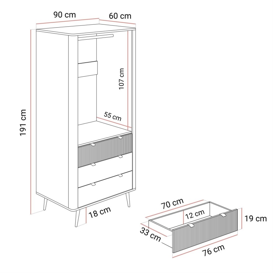 Dwudrzwiowa szafa AUTUMN 2D3S z szufladami