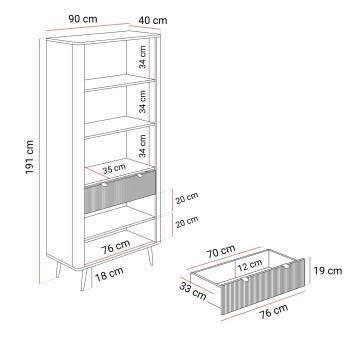 Szeroka witryna AUTUMN 2D2W1S z szufladą