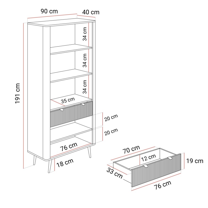 Szeroka witryna AUTUMN 2D2W1S z szufladą