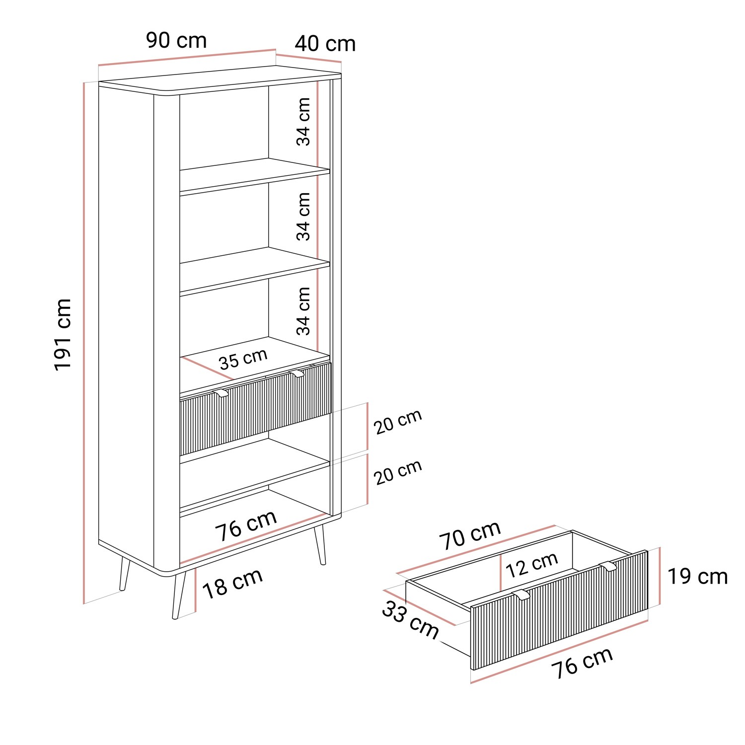 Szeroka witryna AUTUMN 2D2W1S z szufladą