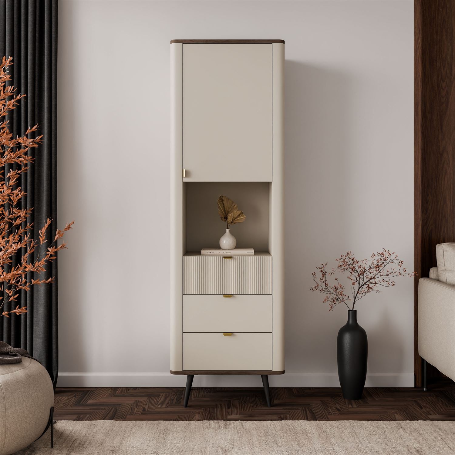 Wąski regał AUTUMN 1D3S z szufladami