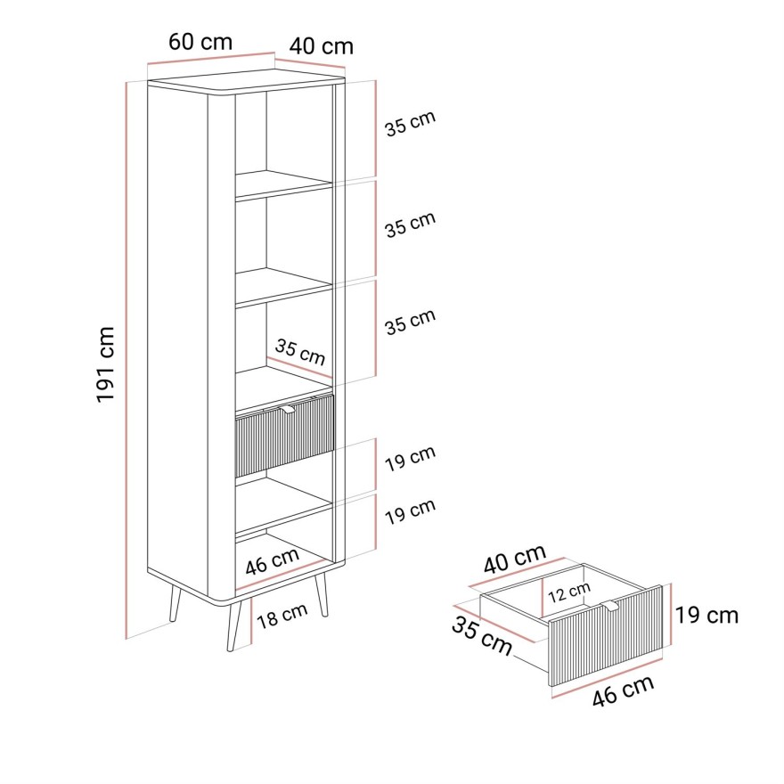 Wąska witryna AUTUMN 1D1S1W z szufladą