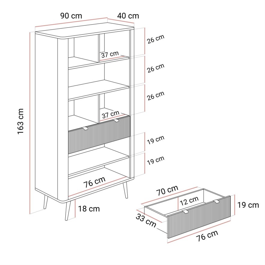 Regał AUTUMN 2D1S z szufladą