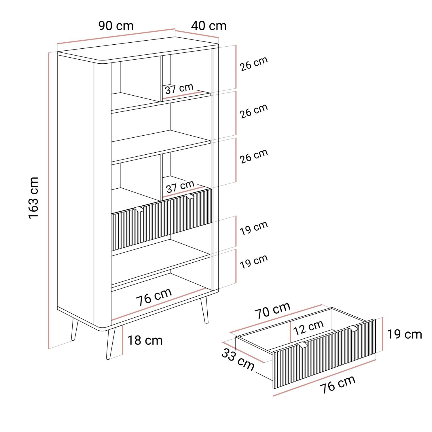 Regał AUTUMN 2D1S z szufladą
