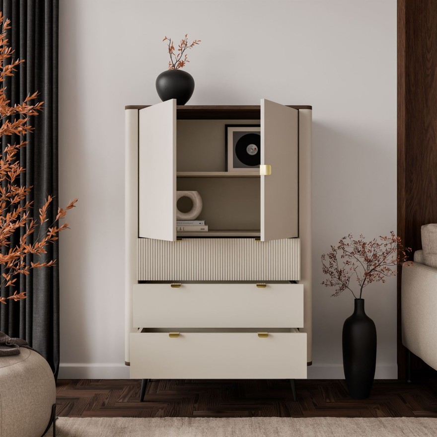 Komoda z szufladami AUTUMN 2D3S z ryflowanym frontem