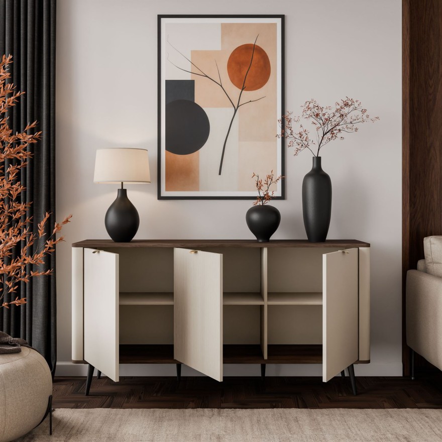 Komoda do sypialni AUTUMN 3D z ryflowanym frontem