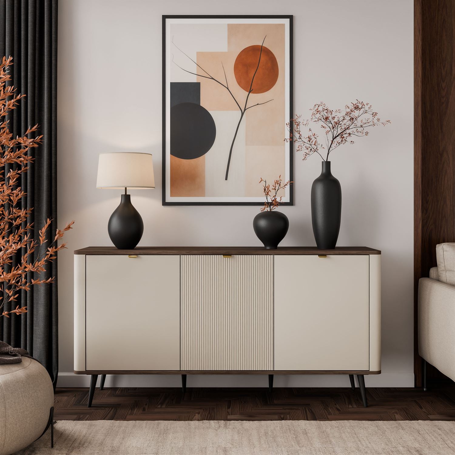 Komoda do sypialni AUTUMN 3D z ryflowanym frontem