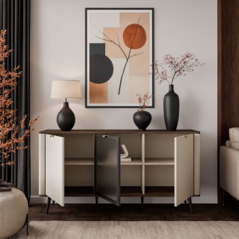 Komoda na nóżkach AUTUMN 2D1W z przeszklonym frontem