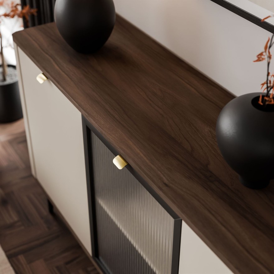 Komoda na nóżkach AUTUMN 2D1W z przeszklonym frontem