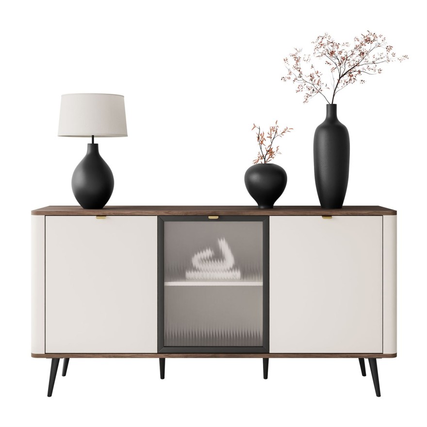 Komoda na nóżkach AUTUMN 2D1W z przeszklonym frontem