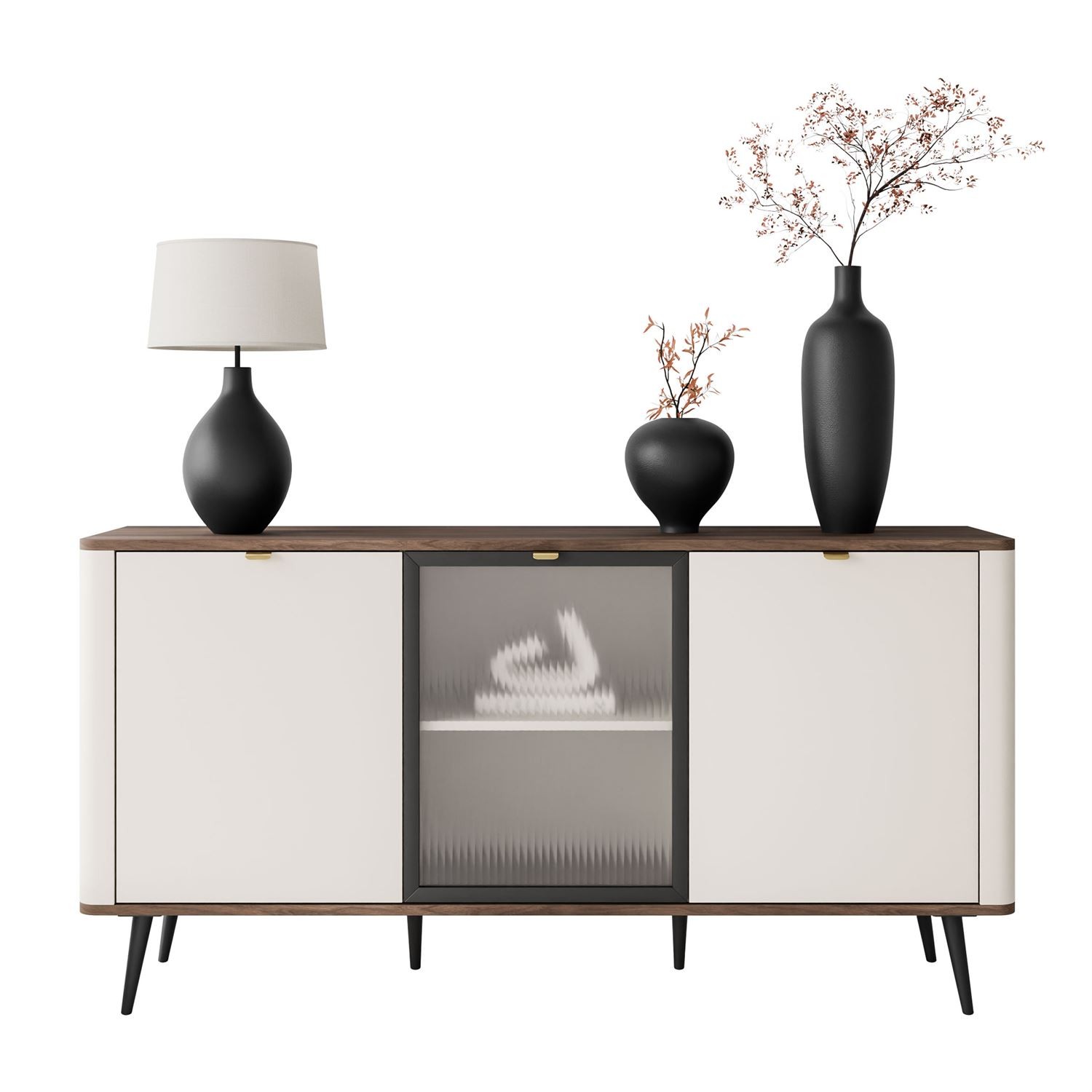 Komoda na nóżkach AUTUMN 2D1W z przeszklonym frontem