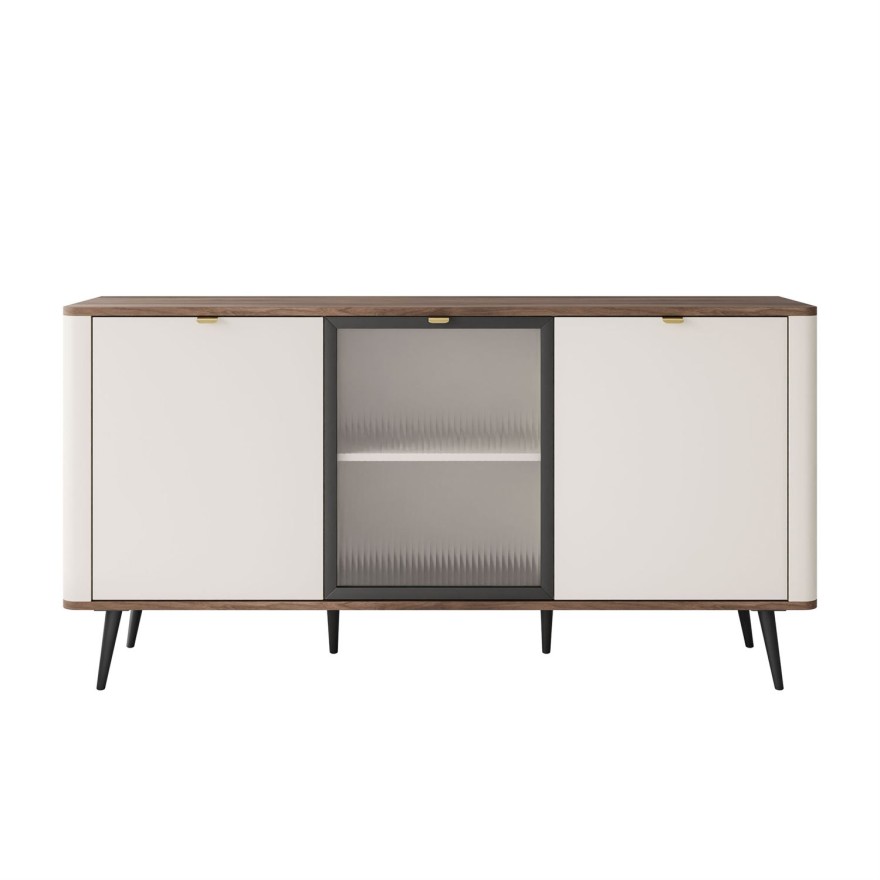 Komoda na nóżkach AUTUMN 2D1W z przeszklonym frontem