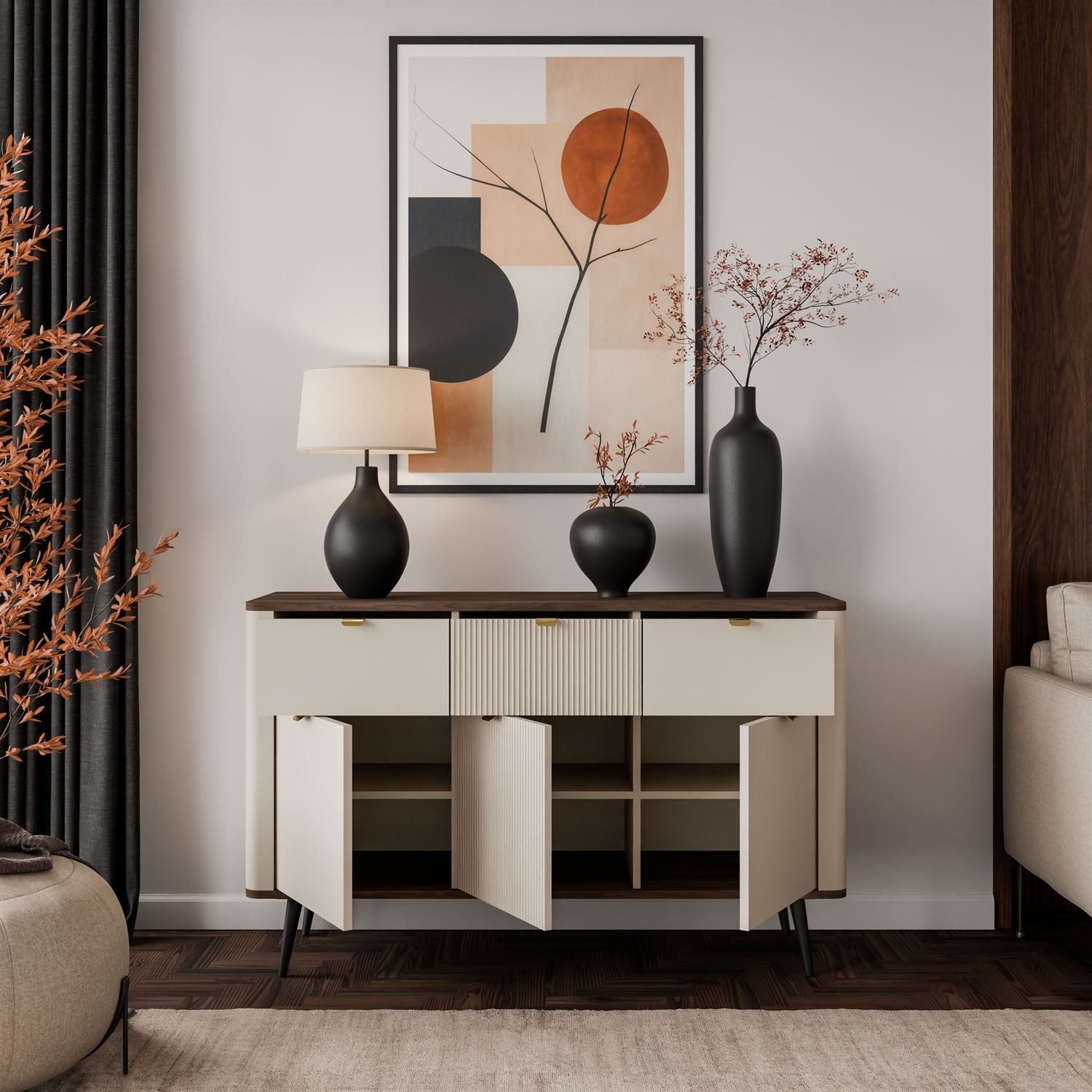 Komoda AUTUMN 3D3S na wysokich nóżkach