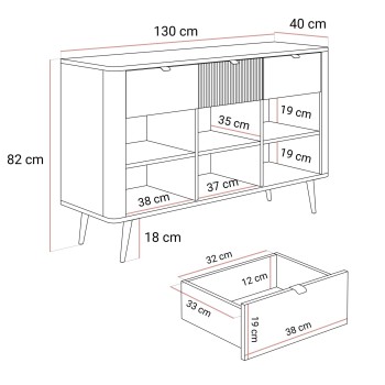 Komoda AUTUMN 3D3S na wysokich nóżkach