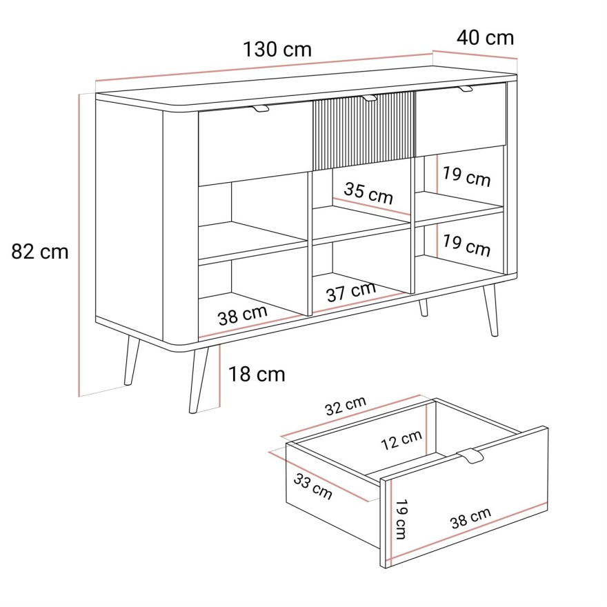 Komoda AUTUMN 3D3S na wysokich nóżkach