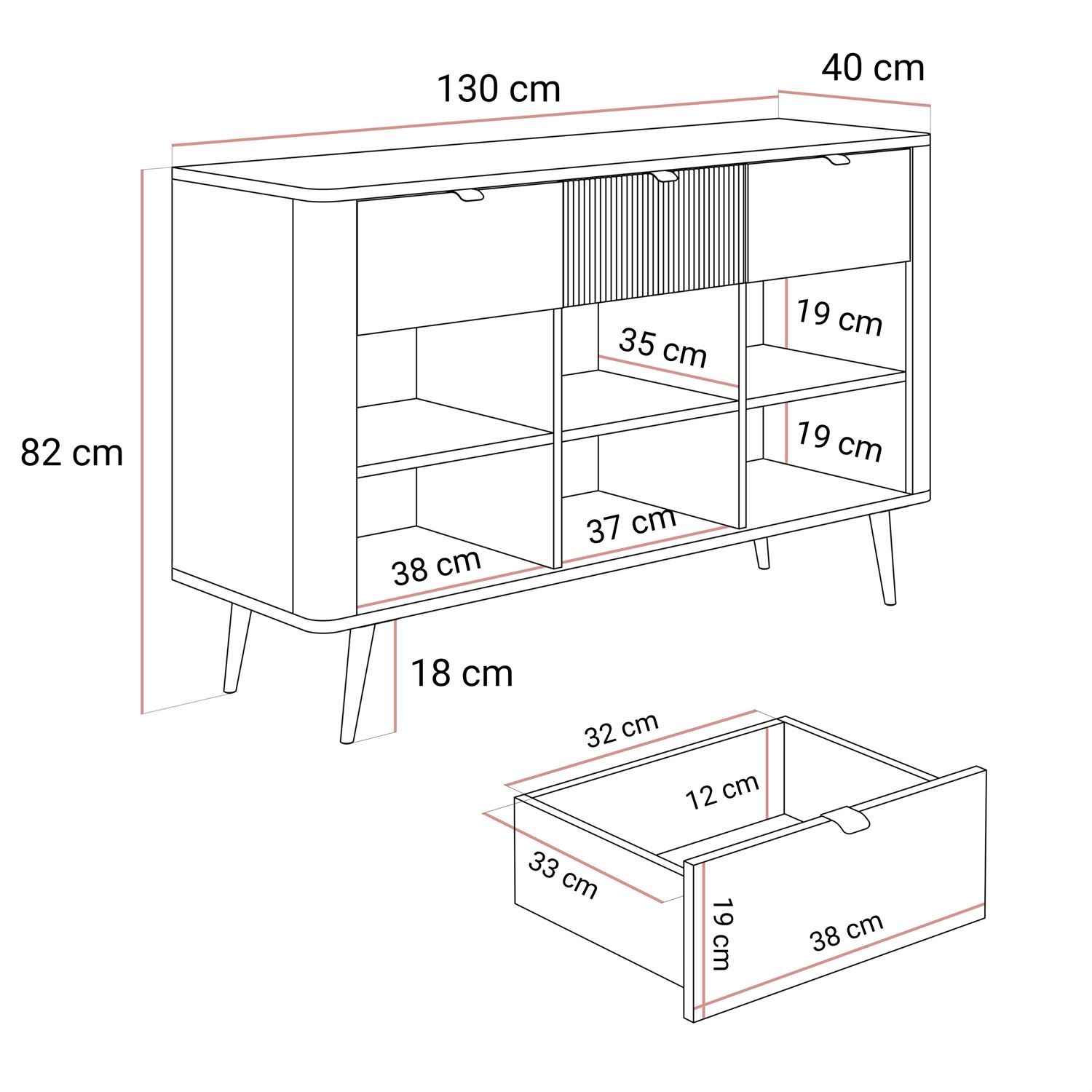 Komoda AUTUMN 3D3S na wysokich nóżkach