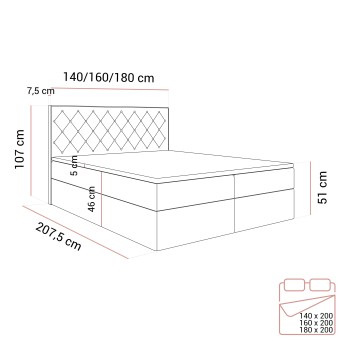 Łóżko kontynentalne INEZ z pojemnikiem na pościel