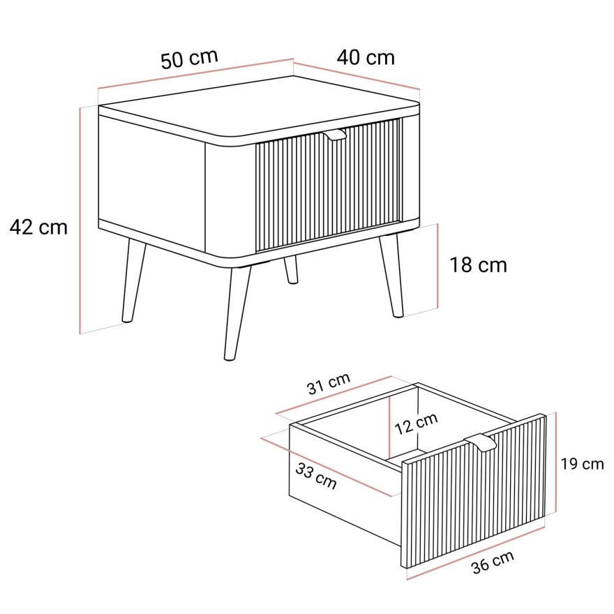 Stolik nocny AUTUMN na wysokich nóżkach
