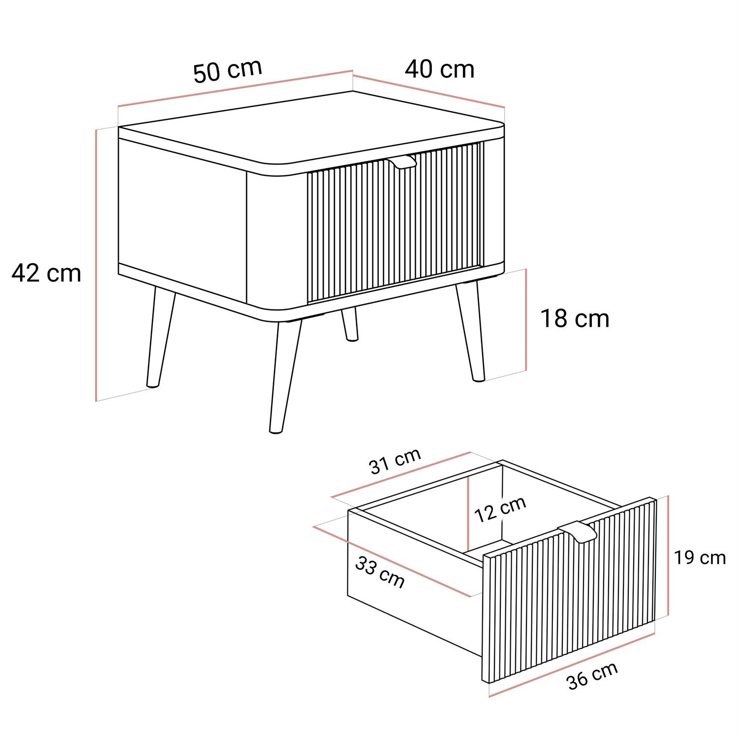 Stolik nocny AUTUMN na wysokich nóżkach