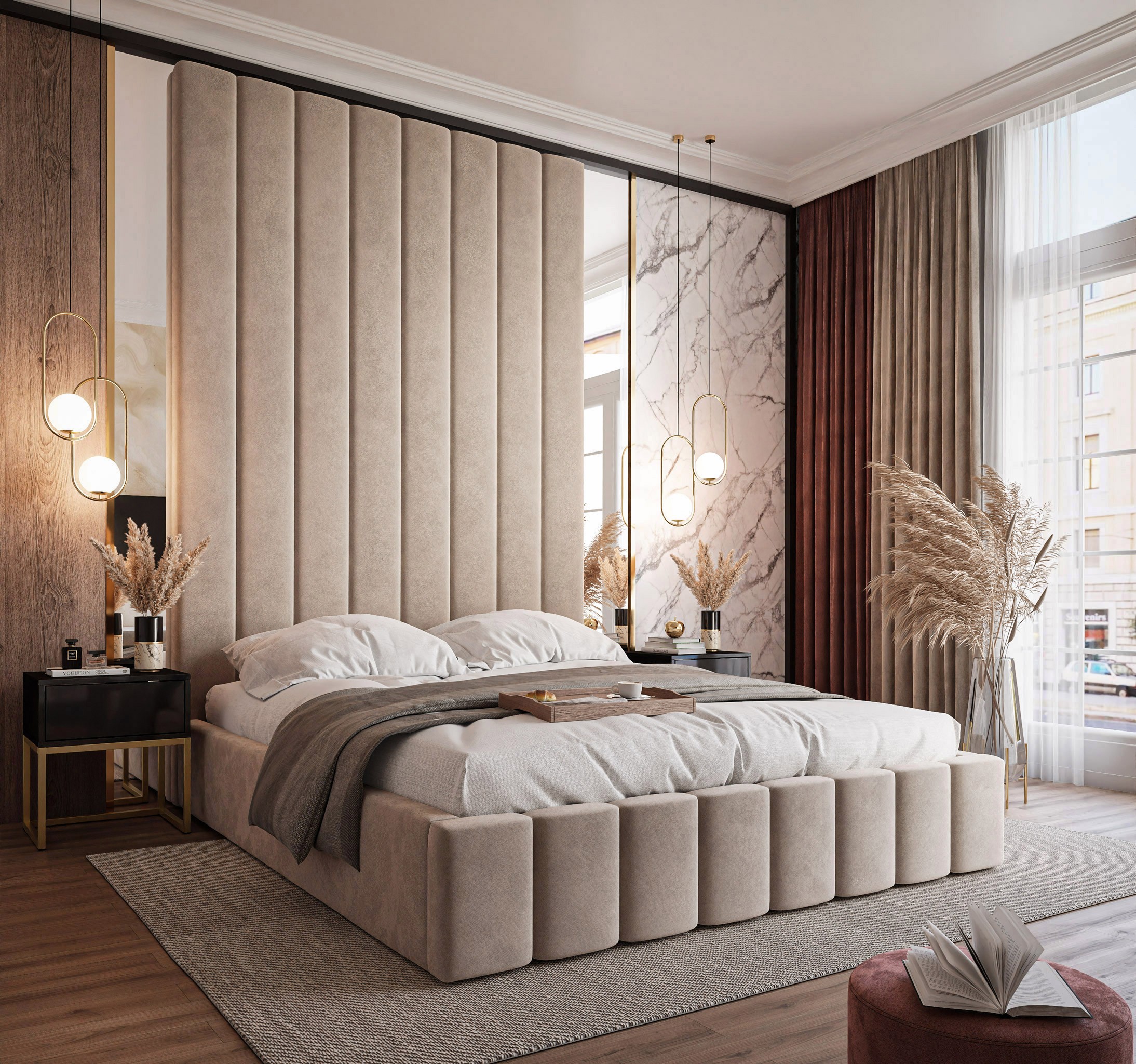 Łóżko z panelami tapicerowanymi zestaw typ III Jasmine 21