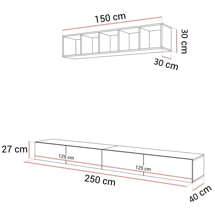 Wisząca meblościanka CARMEN III z otwartą półką