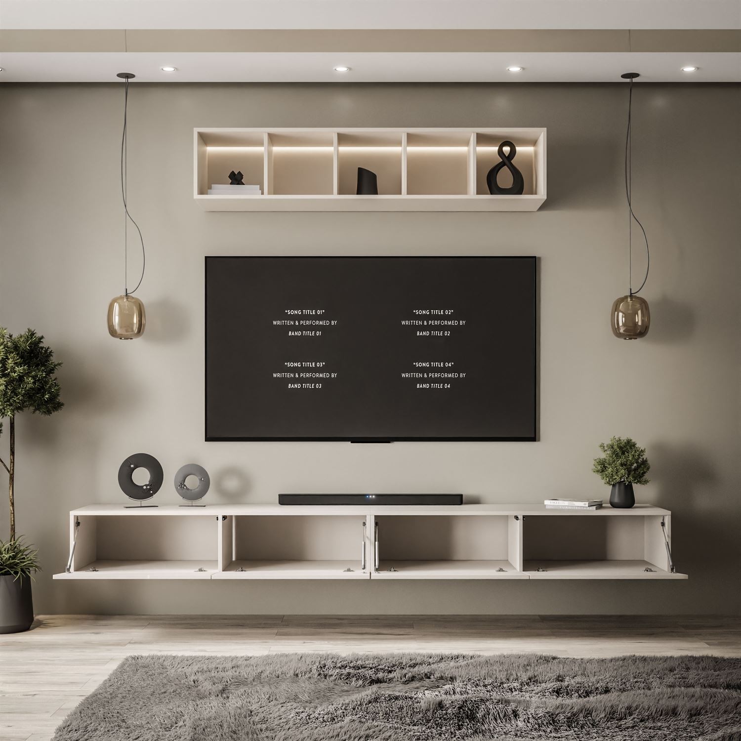 Wisząca meblościanka CARMEN III z otwartą półką