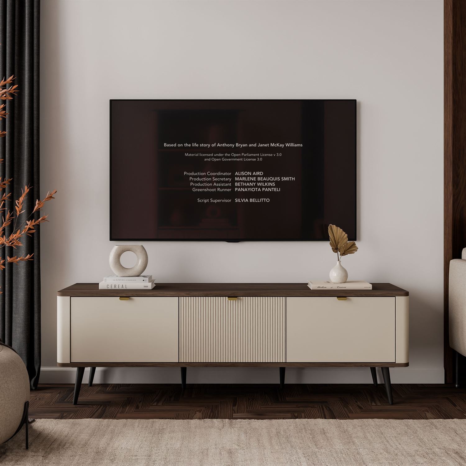 Szafka RTV AUTUMN 3D na wysokich nóżkach