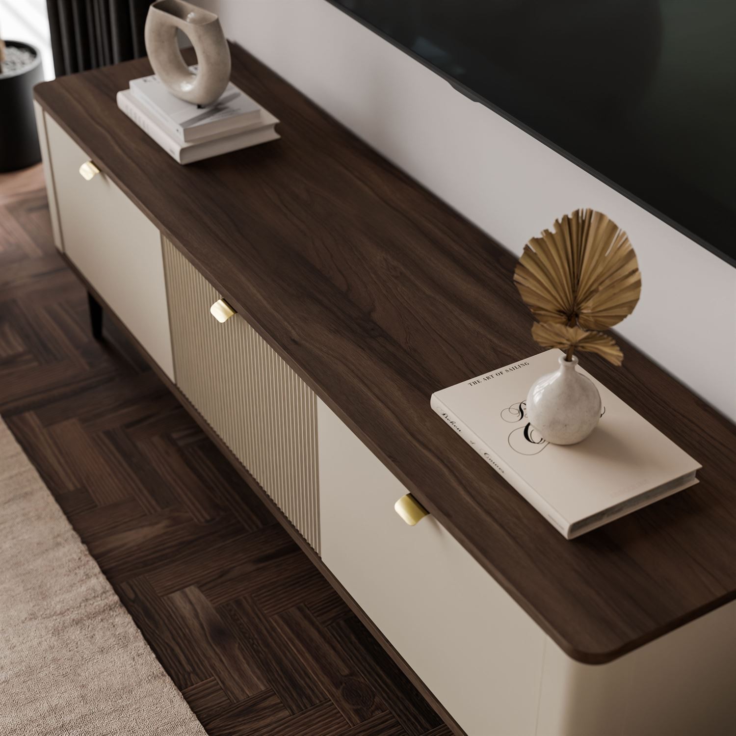 Szafka RTV AUTUMN 3D na wysokich nóżkach