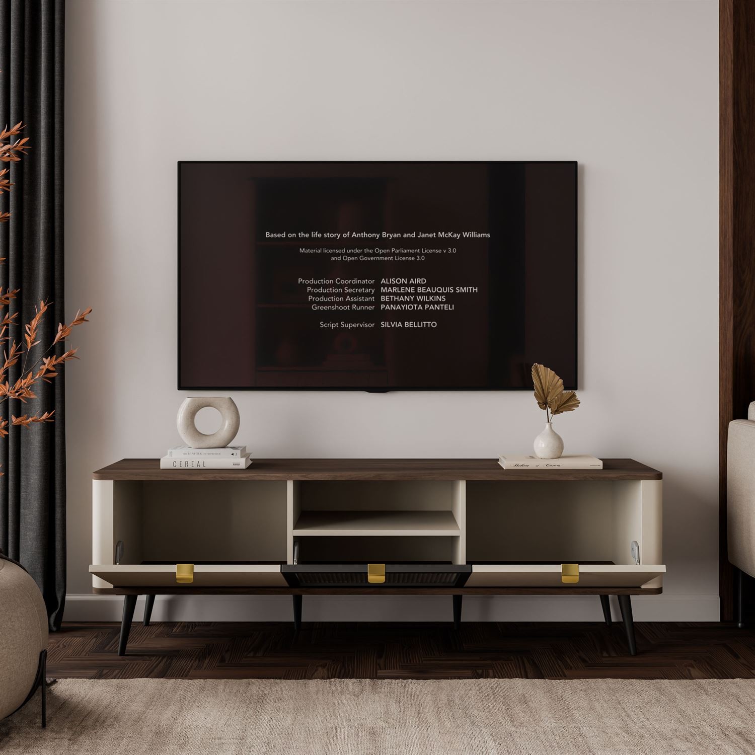 Szafka RTV AUTUMN 2D1W na wysokich nóżkach