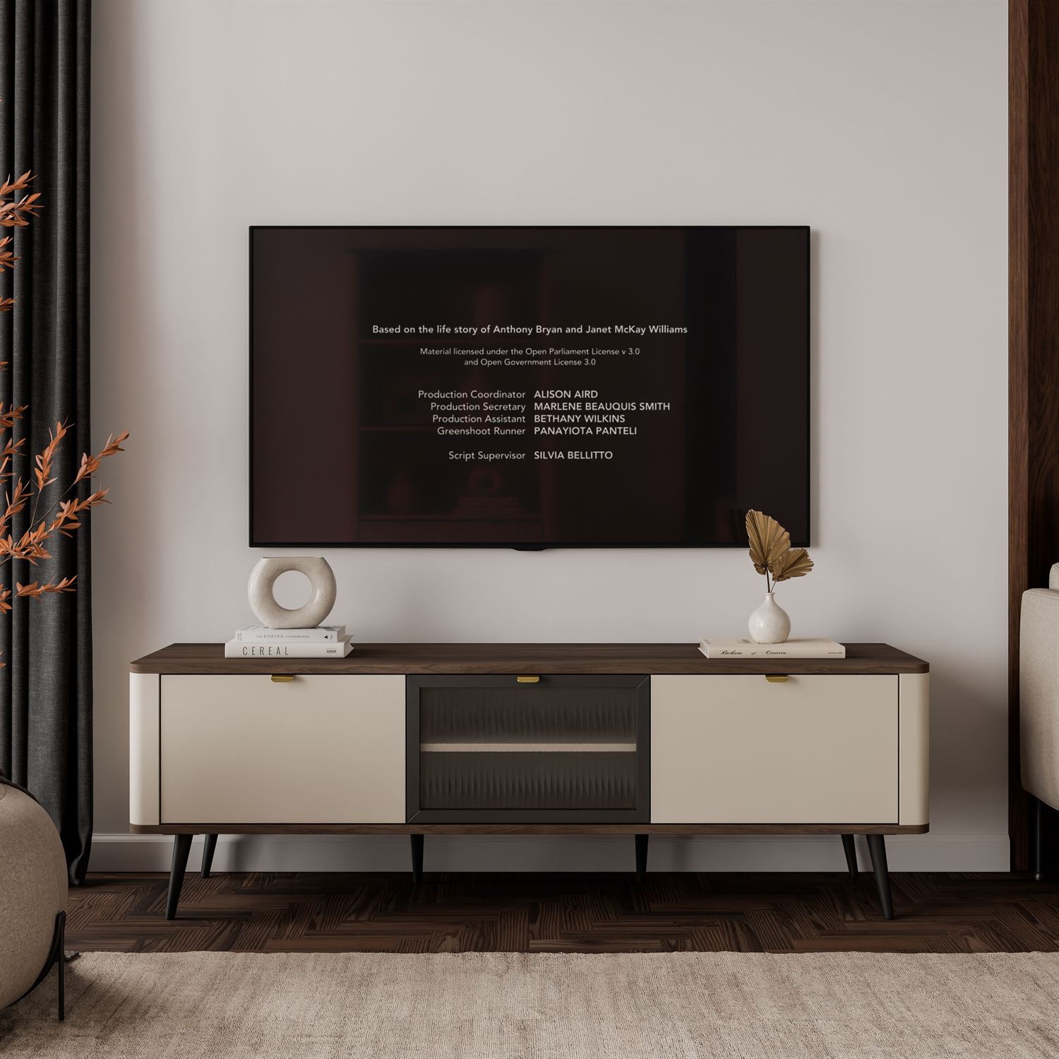 Szafka RTV AUTUMN 2D1W na wysokich nóżkach