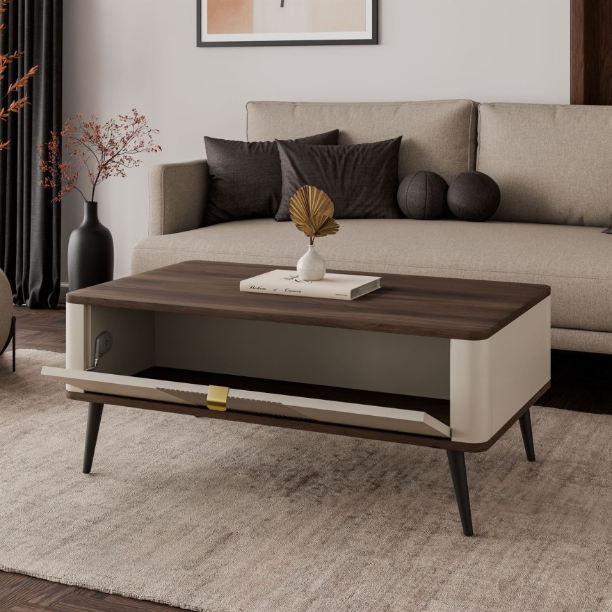 Stolik kawowy AUTUMN z zamykaną półką pod blatem