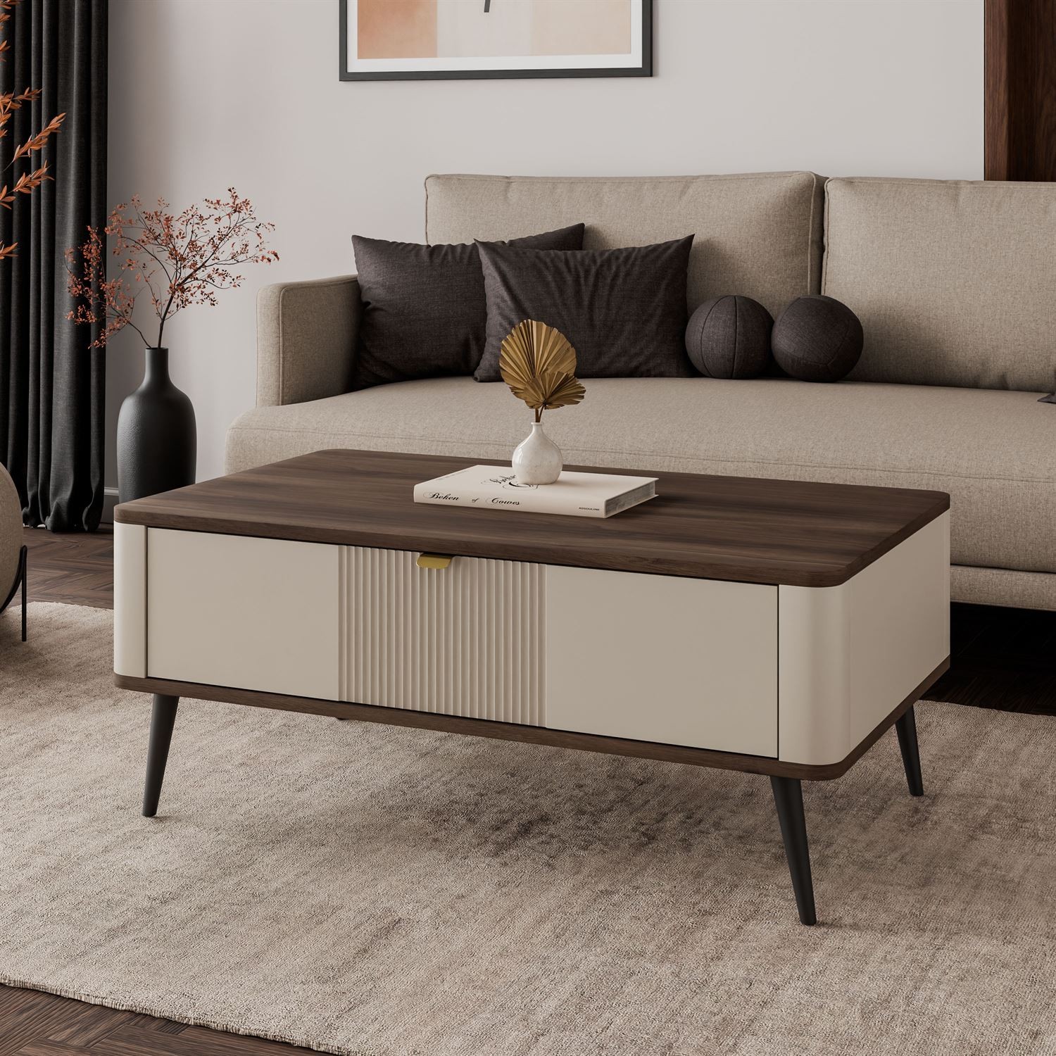 Stolik kawowy AUTUMN z zamykaną półką pod blatem