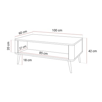Stolik kawowy AUTUMN z zamykaną półką pod blatem